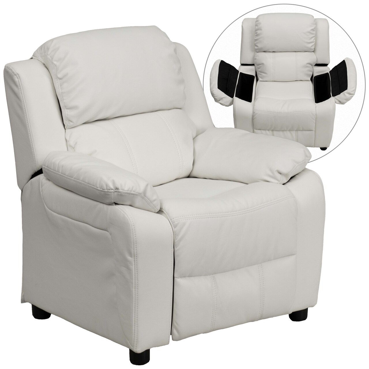 Emma and Oliver Deluxe Padded Contemporary Kids Recliner with Storage Arms